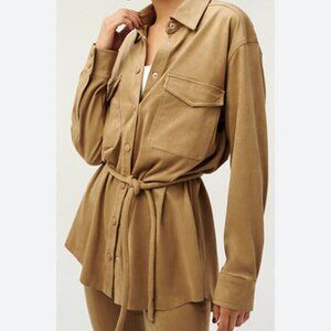 Good American Faux Suede Belted Shacket
